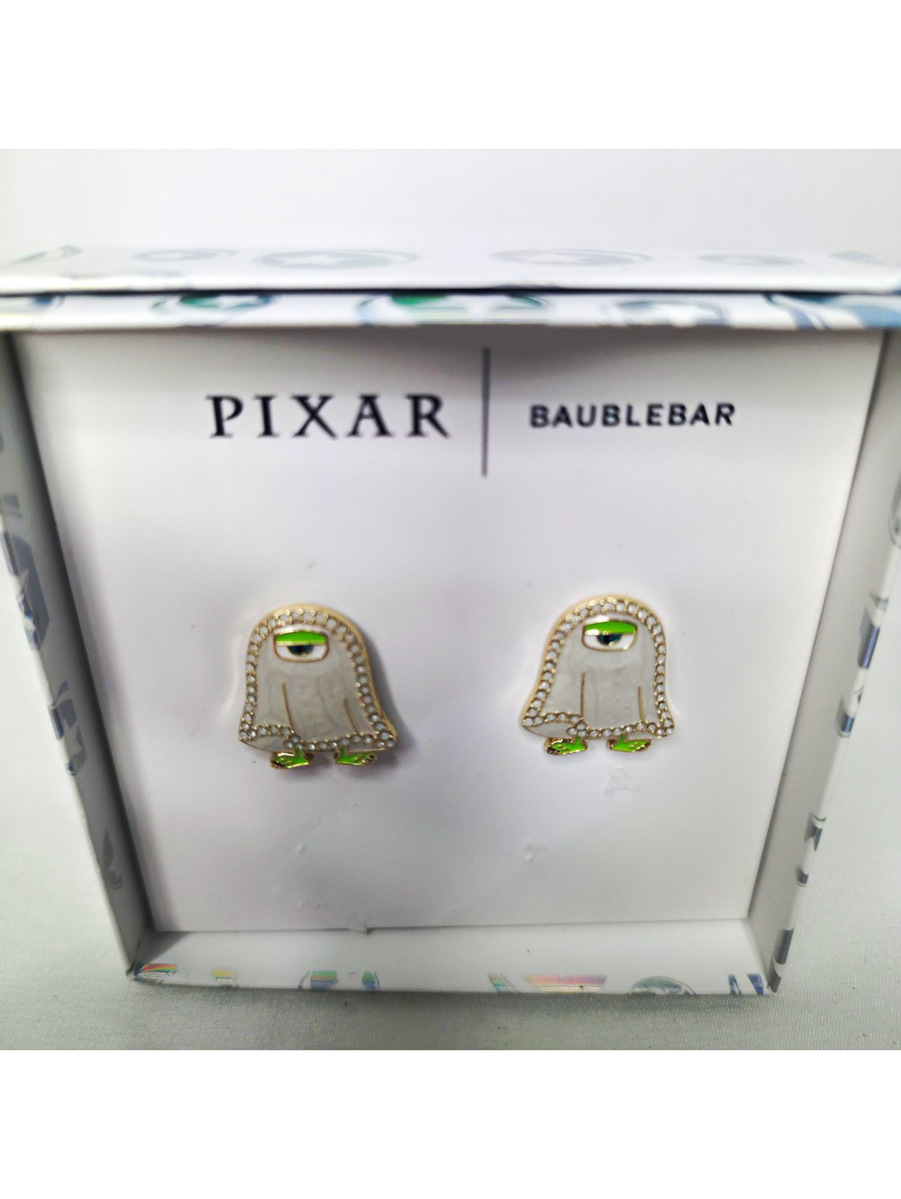 Pixar BaubleBar Mike Wazowski Ghost Earrings Monsters Inc Halloween NIB